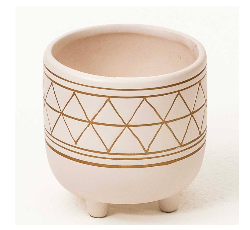3" Geo Gold Footed Pot