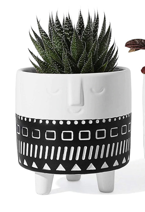 Footed Face Planter Pot