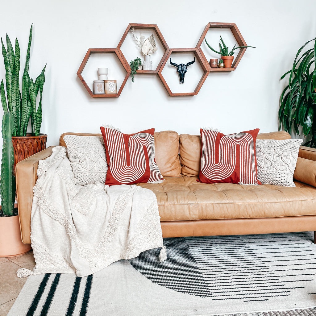Fringe Natural throw blanket for boho chic bedroom