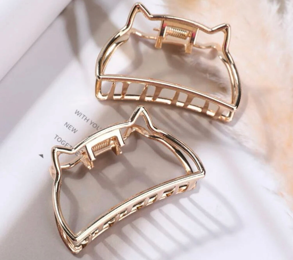 Cat Gold Hair Claw