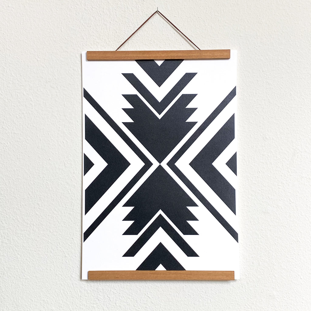 Black and White Aztec Art Print 13” x 19”