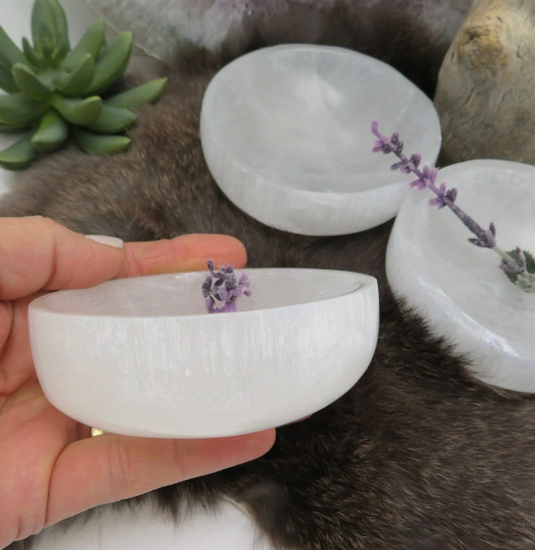 Selenite Bowl and Crystal Charging Station