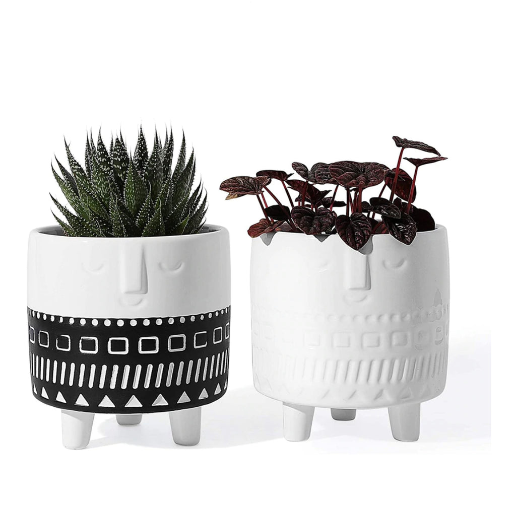 Footed Face Planter Pot