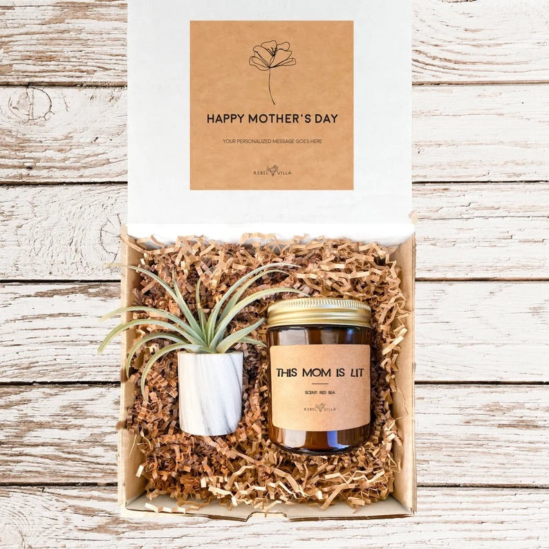 Mother's Day Gift Box | This Mom is Lit Candle  + Air Plant