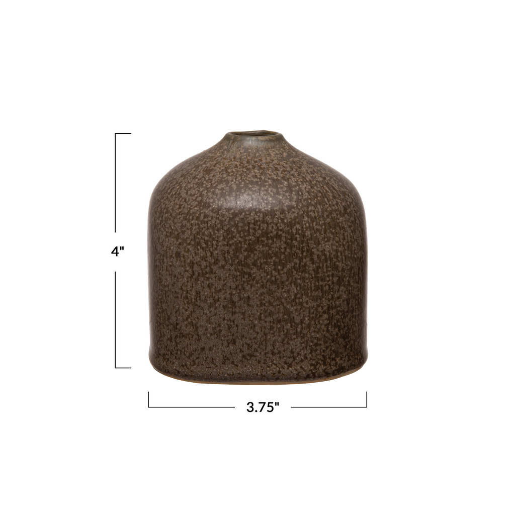 Small Brown Glazed Stoneware Bud Vase