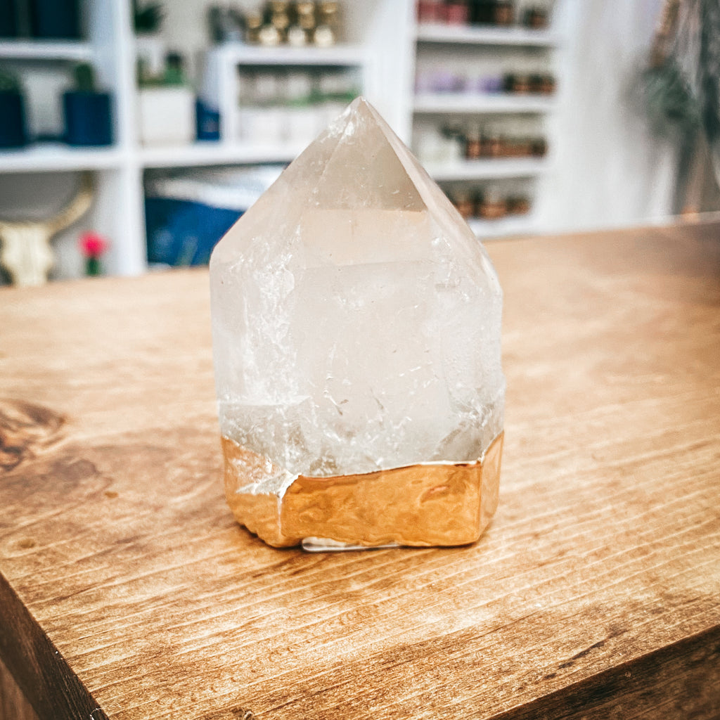 Gold Gilded Natural Standing Quartz Crystal Points