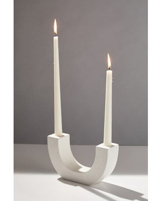 Textured White U-Shaped Ceramic Taper Holder