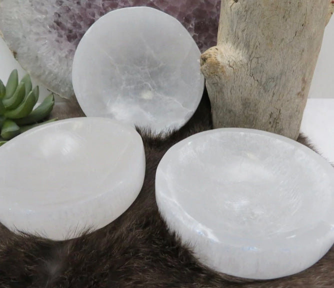 Selenite Bowl and Crystal Charging Station