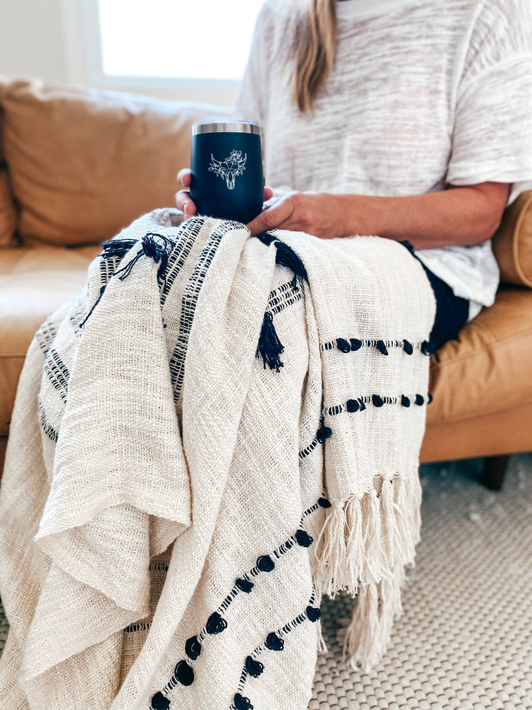 Holiday Gift Box | Cotton Throw Blanket + Insulated Tumbler