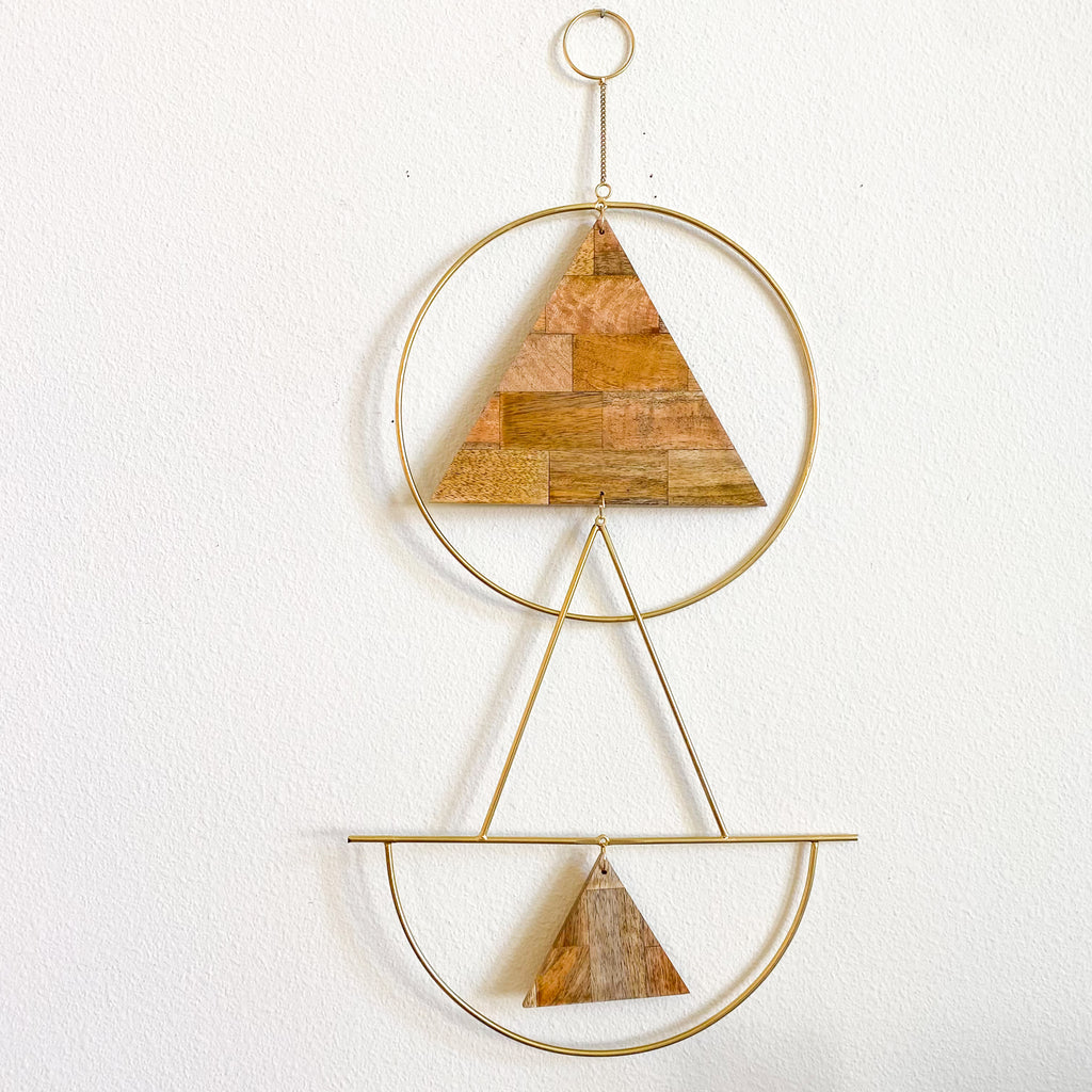 LUNA | Gold + Wood Wall Hanging