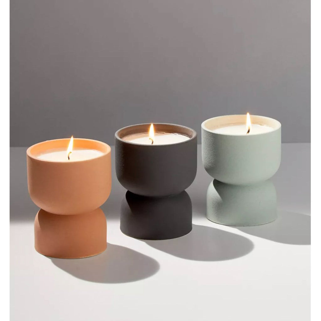 Black Form Hourglass Ceramic Candle |  Palo Santo and Suede