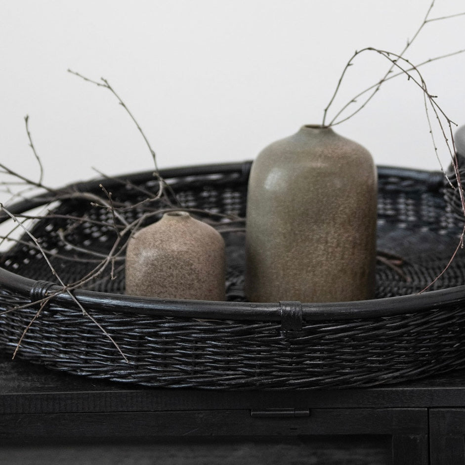 Small Brown Glazed Stoneware Bud Vase