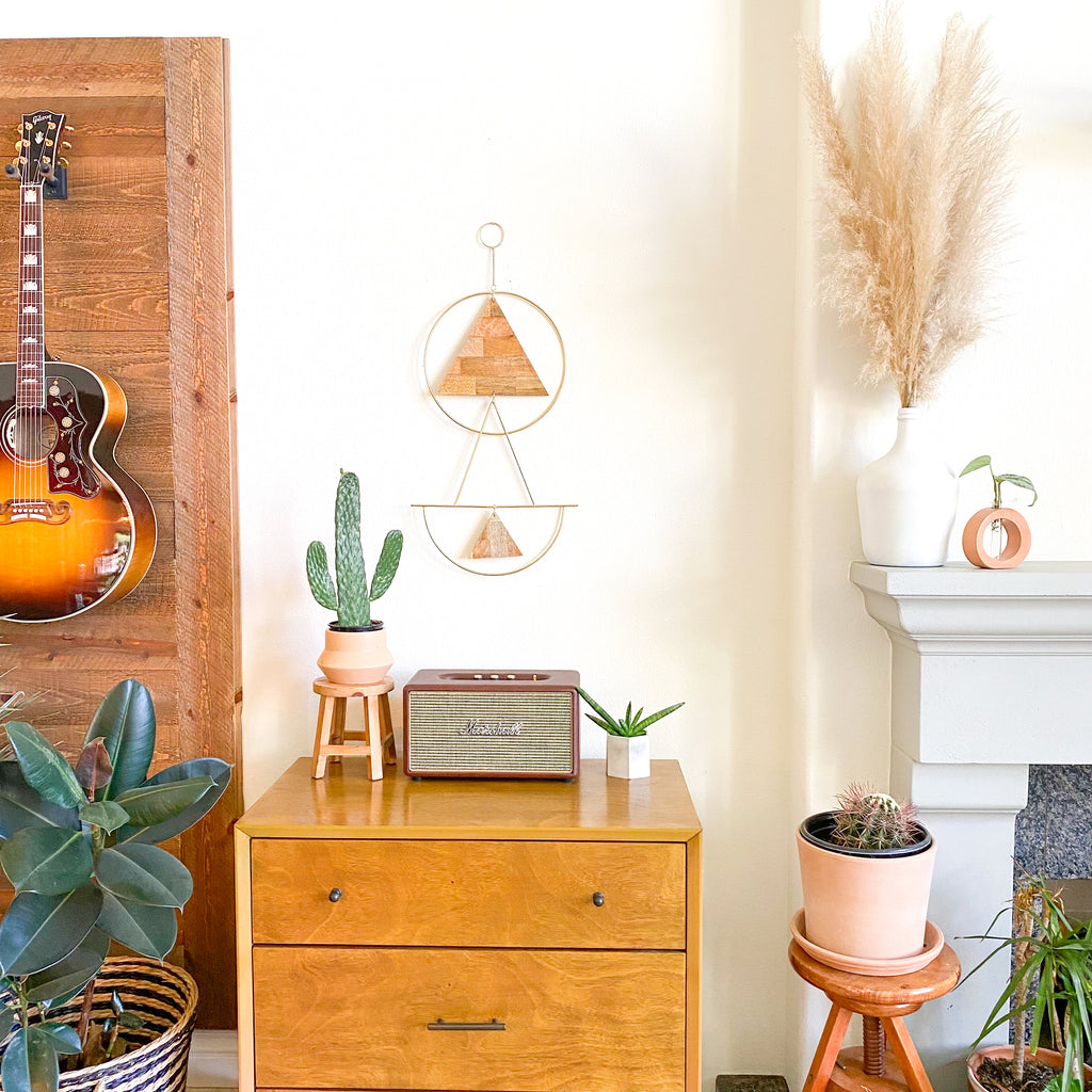 LUNA | Gold + Wood Wall Hanging