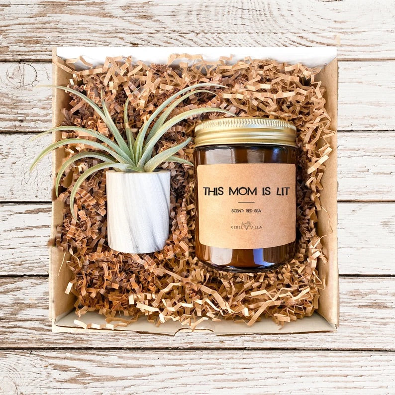 Mother's Day Gift Box | This Mom is Lit Candle  + Air Plant