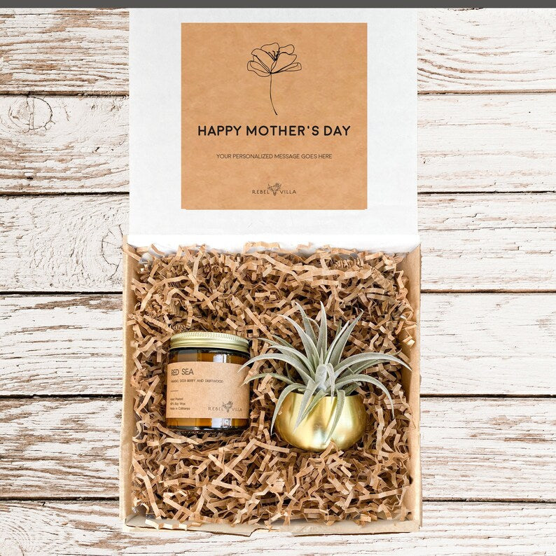 Mother’s Day Gift Box | Gold Votive + Air Plant + Soy Candle