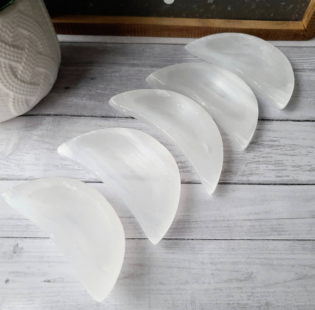 Selenite Moon Bowl and Crystal Charging Station