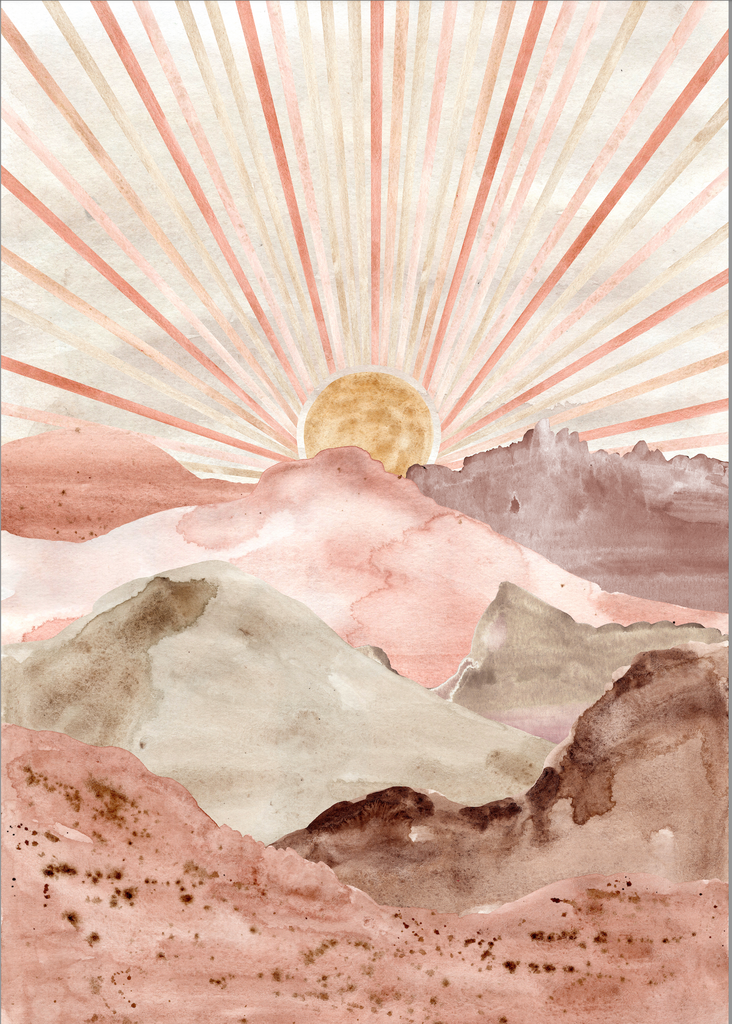 Pink Sunrise Mountain Art Print 12” x 18”