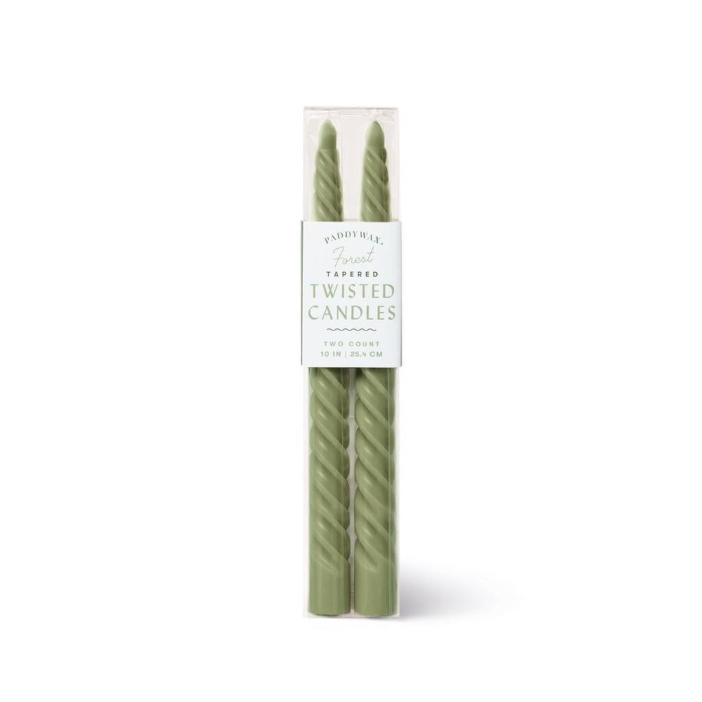 Twisted Taper 10" Tall  Green Boxed Candles, 2 Per Pack