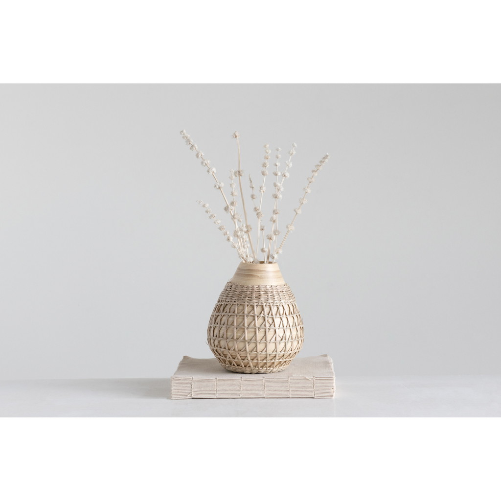 Bamboo Vase with Sea Grass Weave