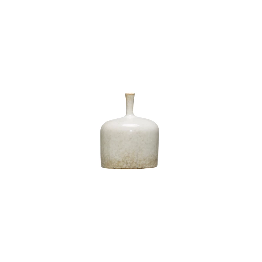 White Stoneware Vase with Glaze
