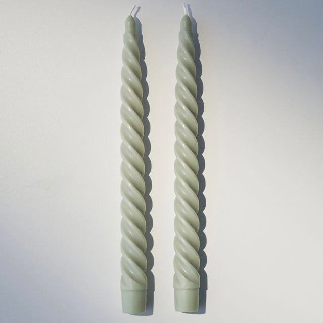 Twisted Taper 10" Tall  Green Boxed Candles, 2 Per Pack