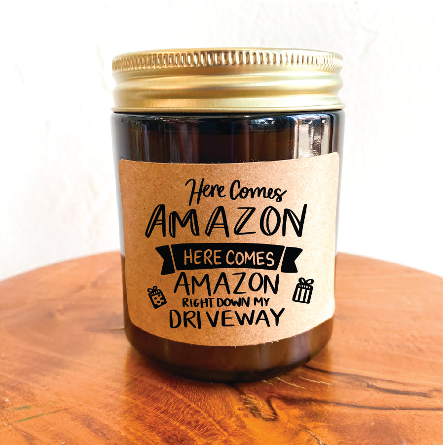 Here Comes Amazon | Funny Christmas Candle