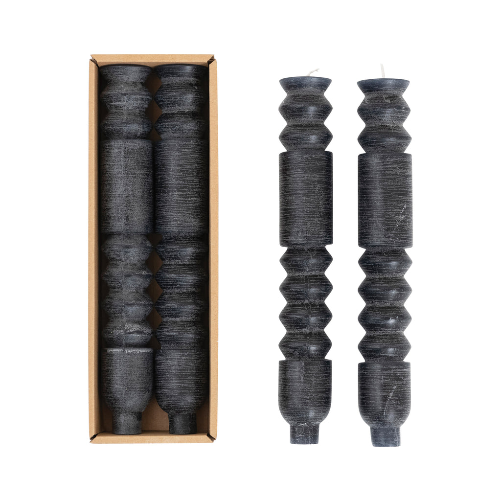 Black Totem Taper Candle 10" Tall Boxed Candles, 2 Per Pack