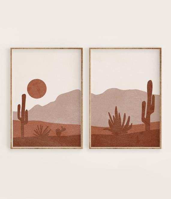 Cactus and Sun Art Print 12” x 18”