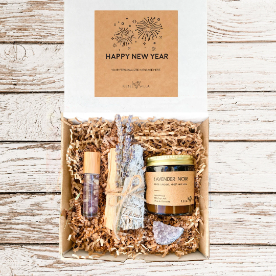 Happy New Year Gift Box | Crystal Healing Set + Soy Candle