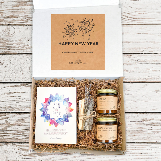 Happy New Year Gift Box | Zen AF Journal + Cleansing Bundle + 2 Soy Wax Candles